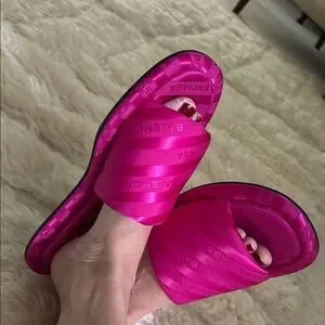 Balenciaga | Shoes | Balenciaga Fuchsia Logo Slides | Poshmark display picture 1
